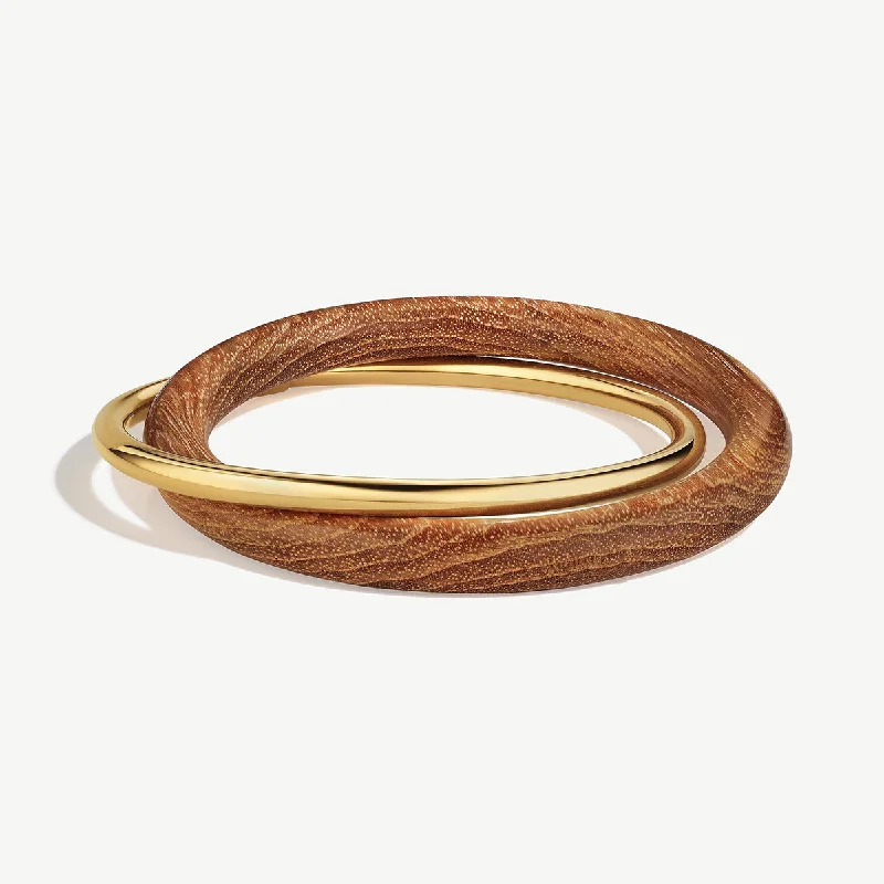 Ladies bracelets wedding wear-Teak Interlocking Bangle Bracelets