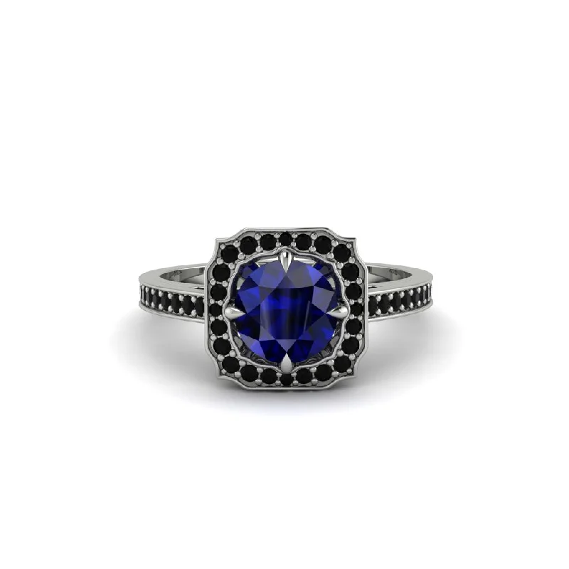 Ladies engagement rings buying tips-Sapphire Cathedral Halo Engagement Ring - Luciana No. 45