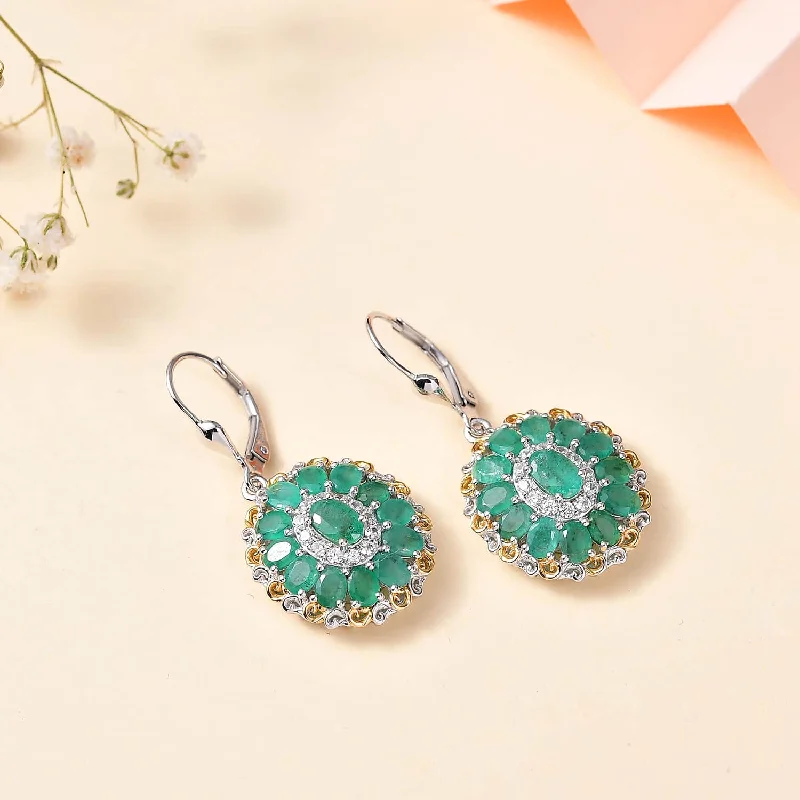 Ladies rings ethnic patterns-Emerald Floral Earrings