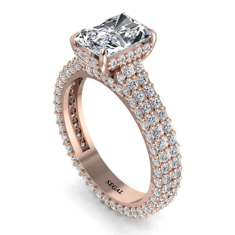 Ladies engagement rings warranty plans-Radiant Cut Diamond Pave Engagement Ring - Kenzie No. 2