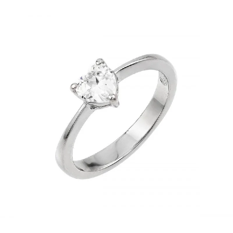 Ladies rings customer reviews-Silver 925 Rhodium Plated Clear CZ  Solitaire Ring - BGR00871