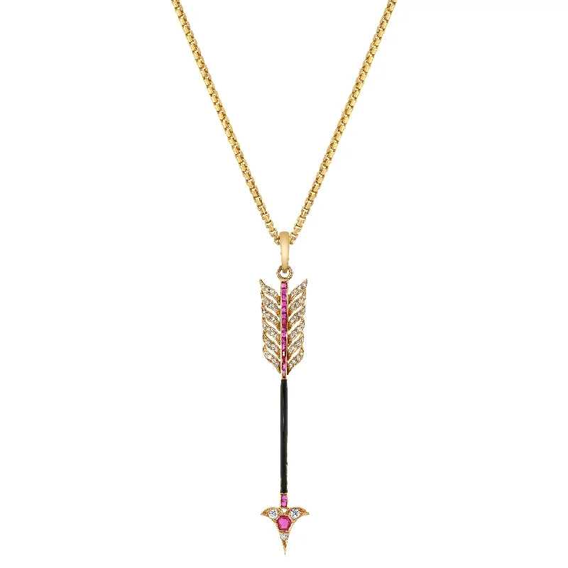 Ruby Diamond Arrow Necklace