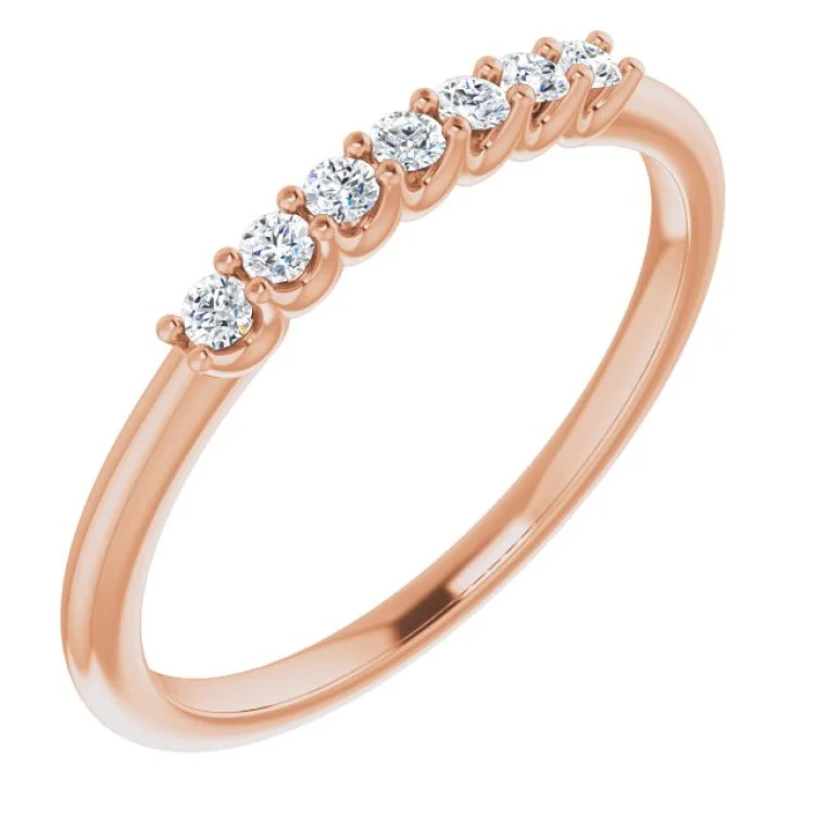 Ladies rings minimalist charm-14K Rose 1/10 CTW Natural Diamond Anniversary Band