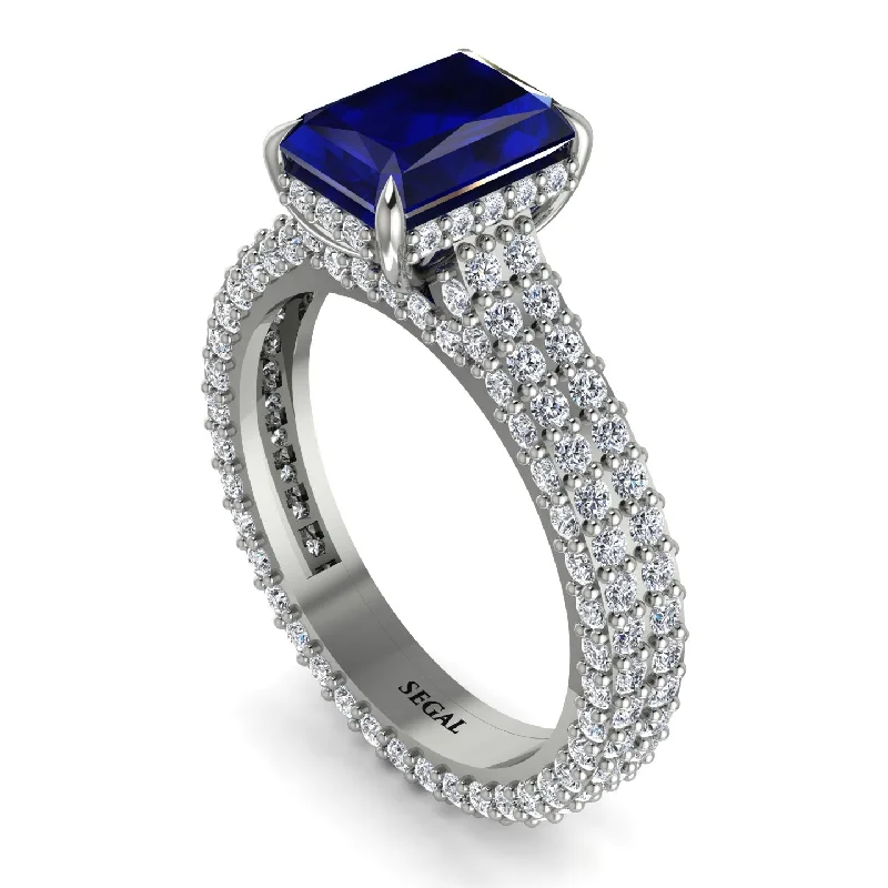 Ladies engagement rings care advice-Radiant Cut Sapphire Pave Engagement Ring - Kenzie No. 15