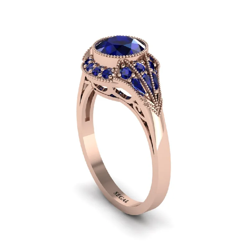 Ladies engagement rings luxury brands-Sapphire Vintage-Inspired Besel Engagement Ring - Makenzie No. 74