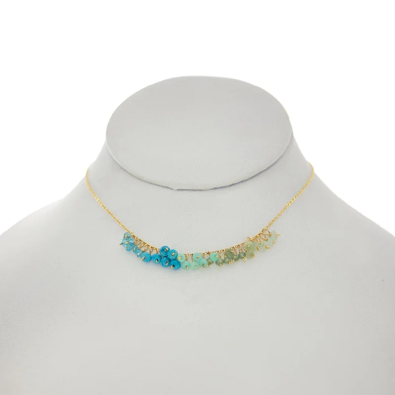 Arizona Blue - Light Blue Green Rondelles Dangle Necklace