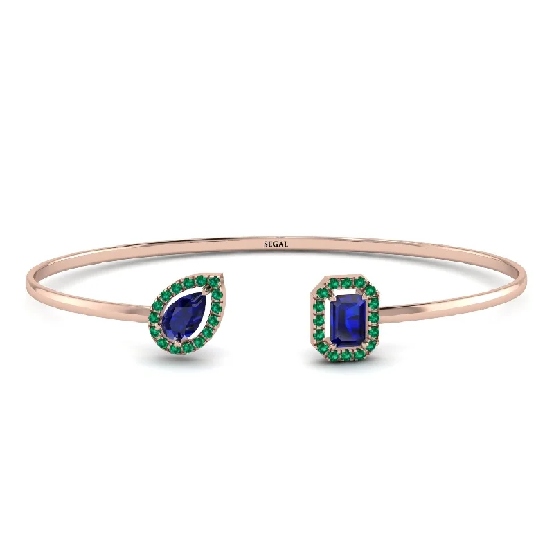 Ladies bracelets bridal essentials-Geometric Pearl And Emerald Sapphire Bracelet - Catherine No. 29