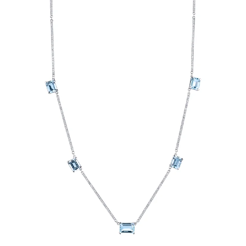 Aquamarine and Diamond Strata Necklace