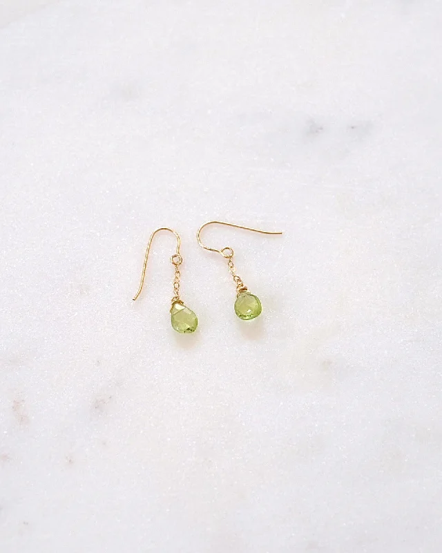 Ladies rings subtle luxury-Peridot Simple Drop Earrings