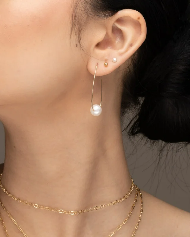 Ladies rings designer brands-Pearl U Hoop Earrings