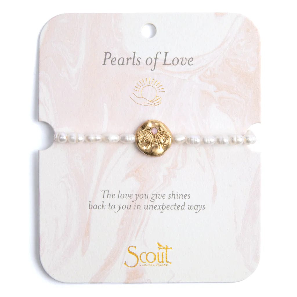 Ladies bracelets gold-plated-Pearls of Love Affirmation Bracelet in Gold