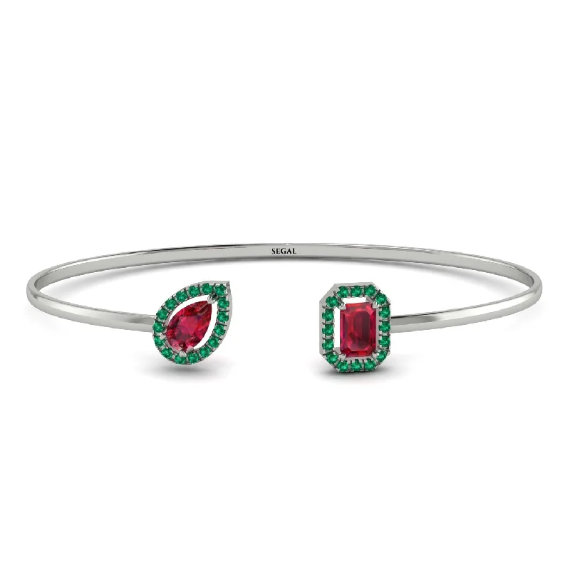 Ladies bracelets titanium options-Geometric Pearl And Emerald Ruby Bracelet - Catherine No. 27