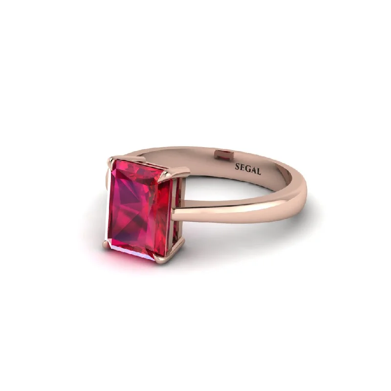 Ladies engagement rings proposal ideas-Emerald Cut Ruby 14K Gold Engagement Ring - Heidi No. 11