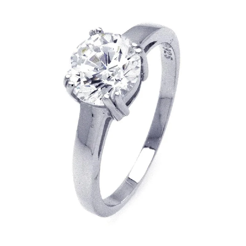 Ladies rings titanium options-Silver 925 Rhodium Plated CZ Solitaire Ring - STR00790