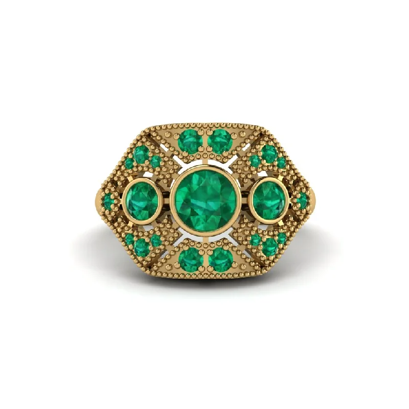 Ladies engagement rings hypoallergenic-Emerald Art Deco Geometric Engagement Ring - Haven No. 19