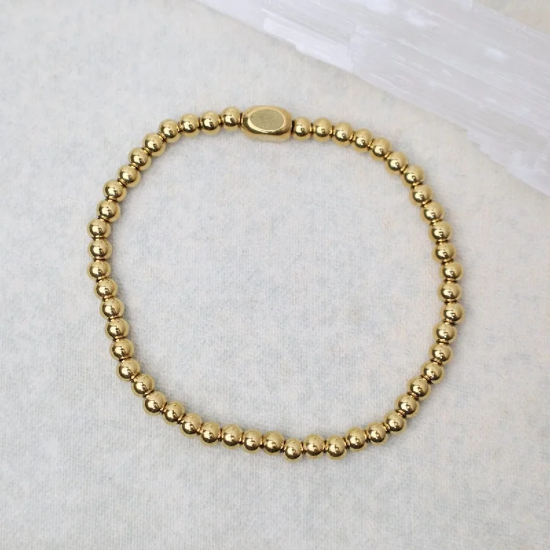 Ladies bracelets limited editions-4mm Plain Ball Bracelet in Gold Plated Stainless Steel