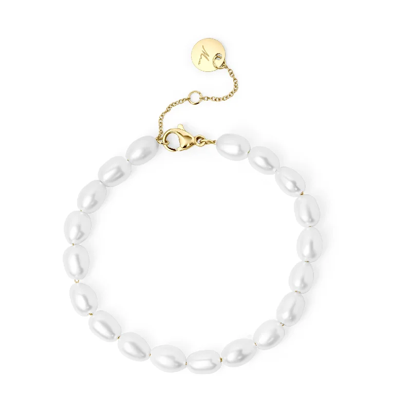 Ladies bracelets chain styles-Crystal Pearl Bracelet