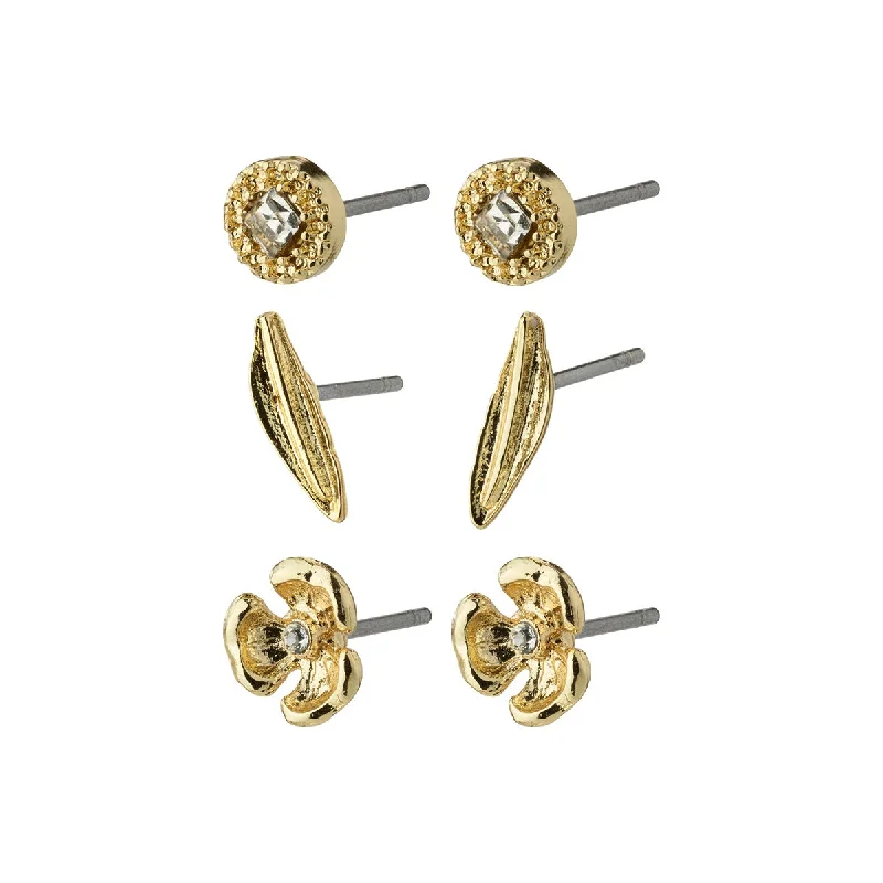 Ladies rings punk vibes-Echo Gold Plated Crystal Earring Set