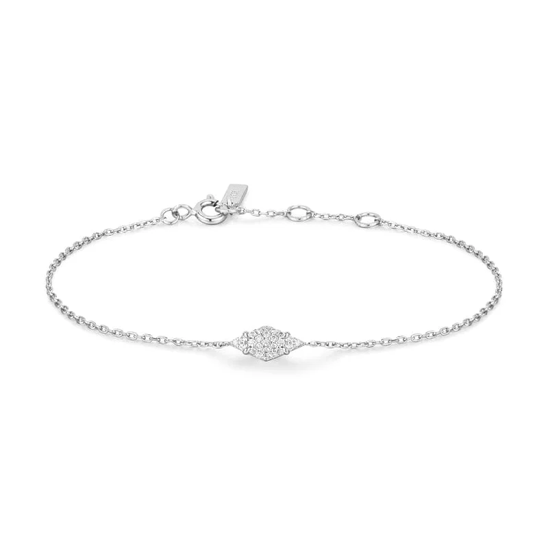 Ladies bracelets vintage charm-Silver Pave Sparkle Bracelet