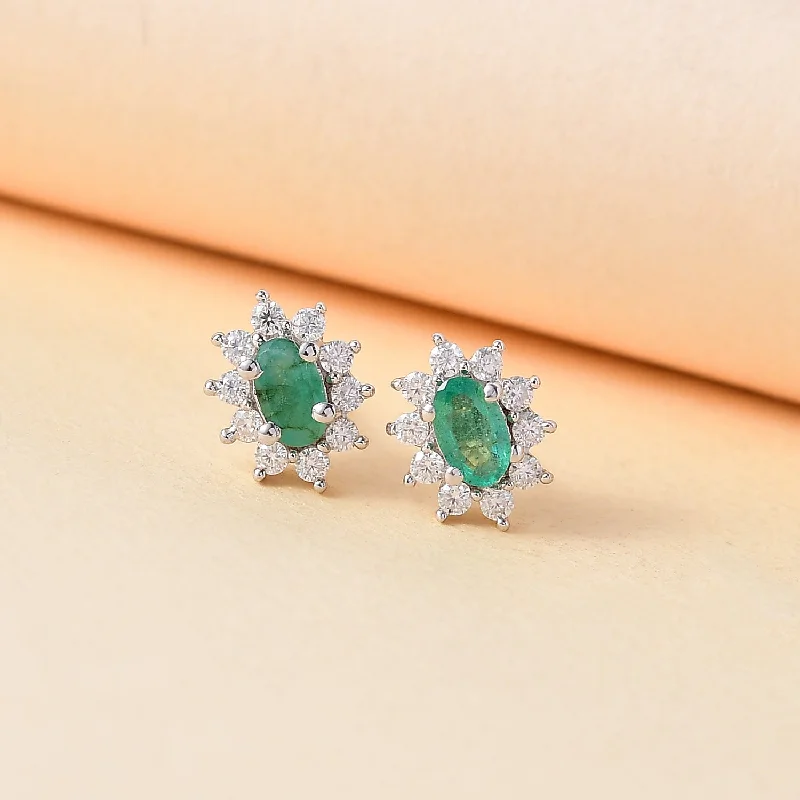 Ladies rings age suitability-Emerald and Moissanite Snowflake Earrings