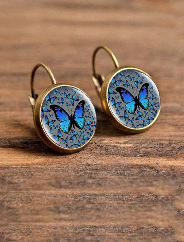 Ladies rings latest designs-Beautiful Round Butterfly Earrings