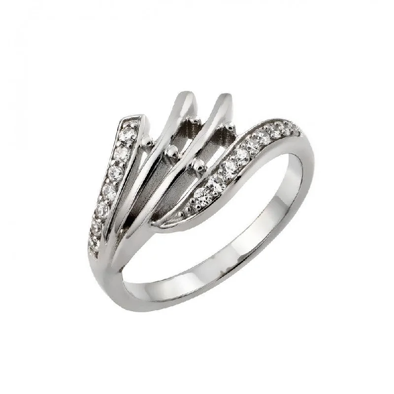 Ladies rings global brands-Silver 925 Rhodium Plated Clear CZ Inlay Ring - STR00961