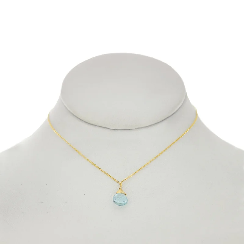 Sage Rose Blue Topaz Single Drop Necklace