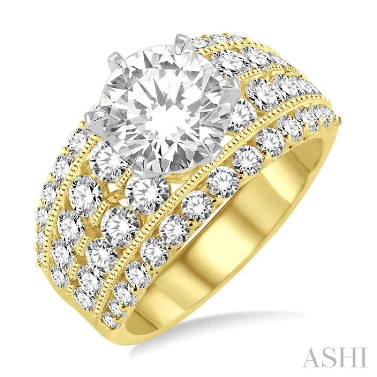 Ladies engagement rings limited editions-2 1/10 Ctw Diamond Semi-Mount Engagement Ring in 14K Yellow and White Gold