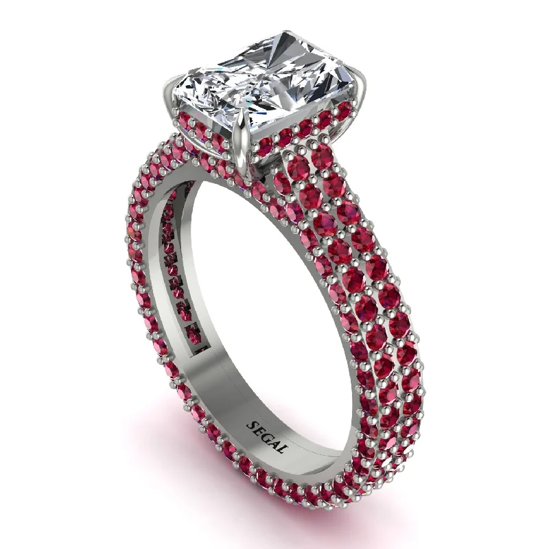 Ladies engagement rings store locations-Radiant Cut Diamond Pave Engagement Ring - Kenzie No. 48