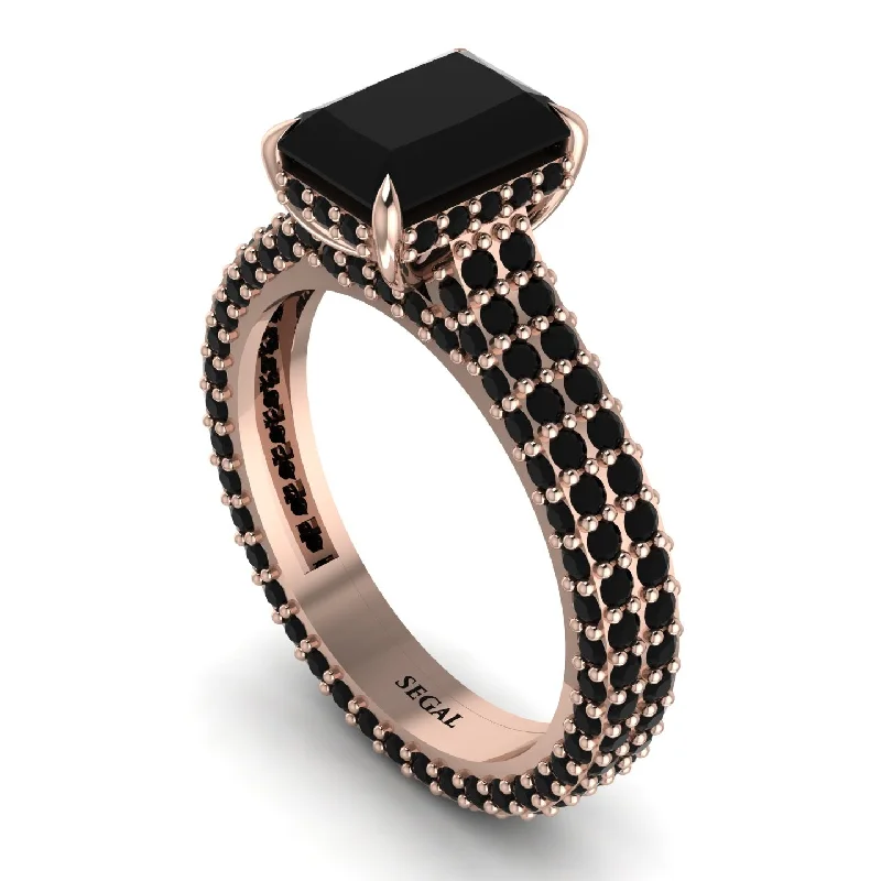 Ladies engagement rings unique designs-Radiant Cut Black Diamond Pave Engagement Ring - Kenzie No. 38