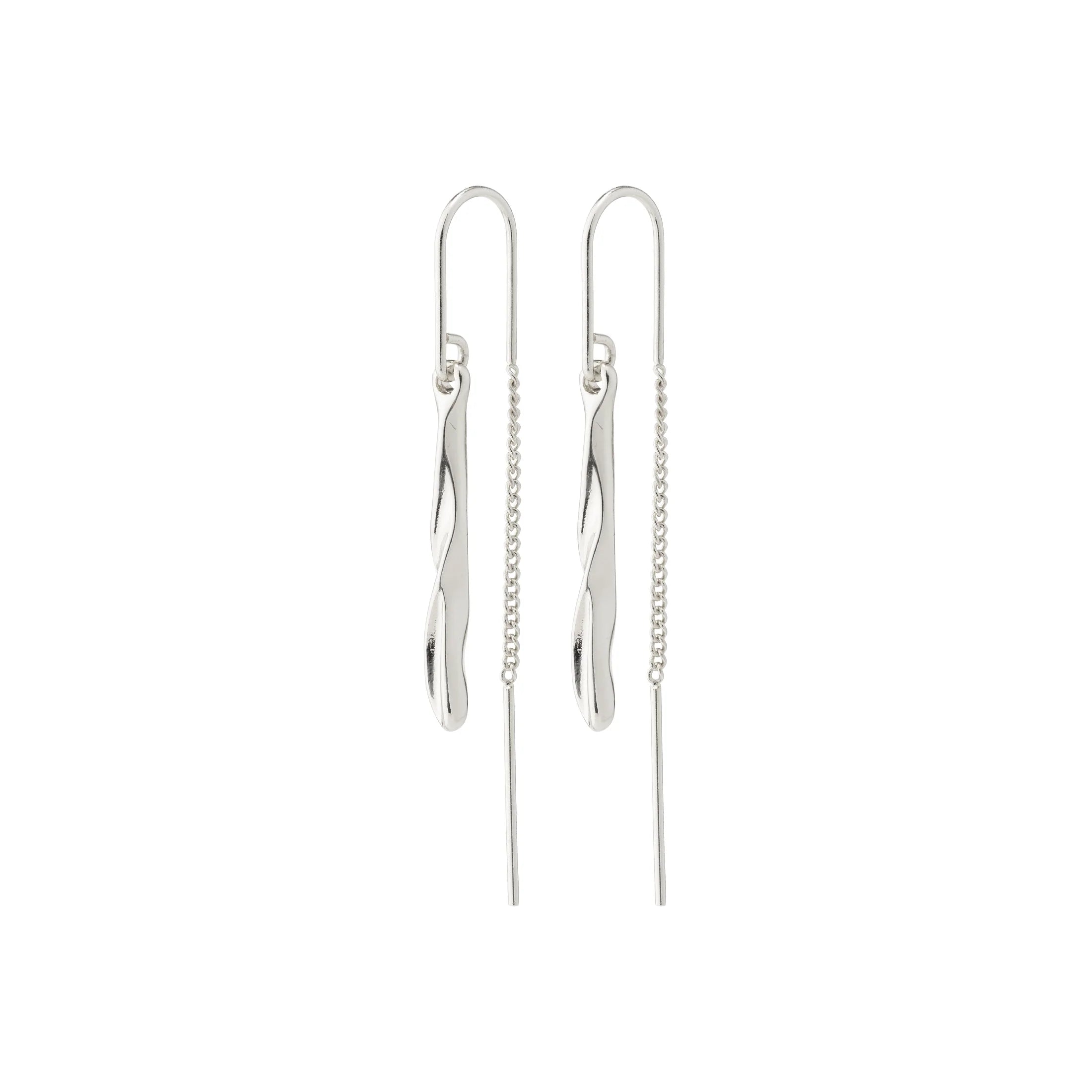 Ladies rings Asian designs-Alberte Silver Plated Pull Through Earrings