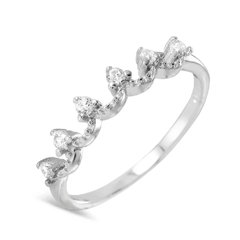 Ladies rings diamond details-Silver 925 Rhodium Plated Open Adjustable CZ Ring - BGR00961