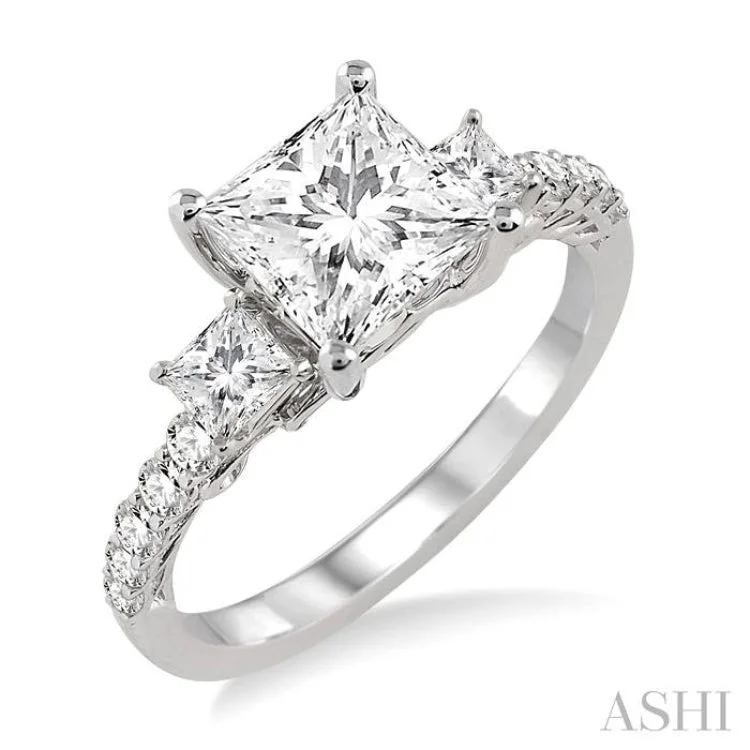 Ladies engagement rings twisted designs-1/2 Ctw Diamond Semi-Mount Engagement Ring in 14K White Gold