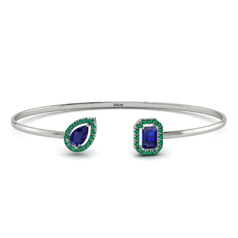 Ladies bracelets casual vibes-Geometric Pearl And Emerald Sapphire Bracelet - Catherine No. 30