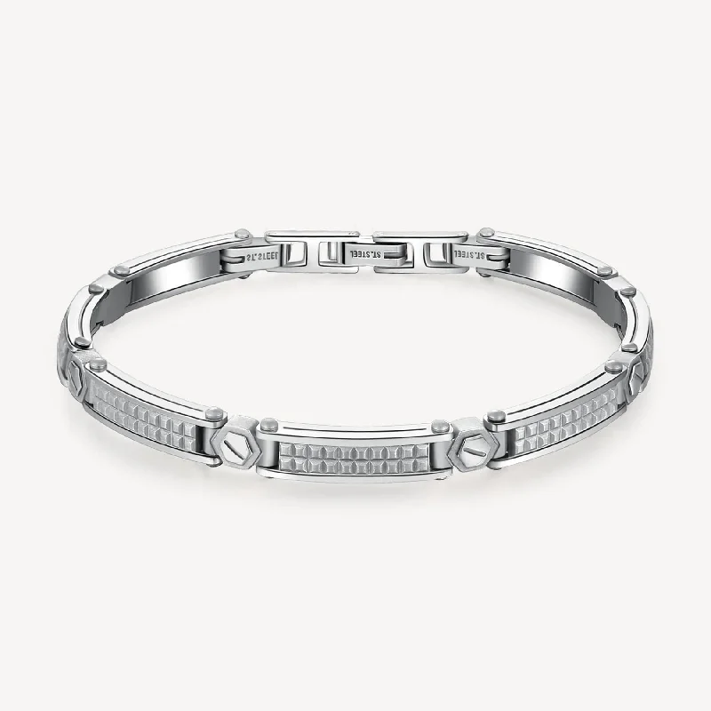 Ladies bracelets limited editions-Stainless Steel Polished and Satin Bracelet