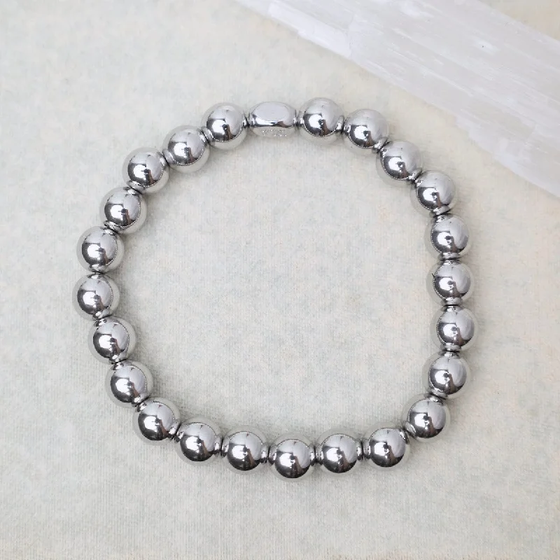 Ladies bracelets titanium options-8mm Plain Ball Bracelet in Stainless Steel