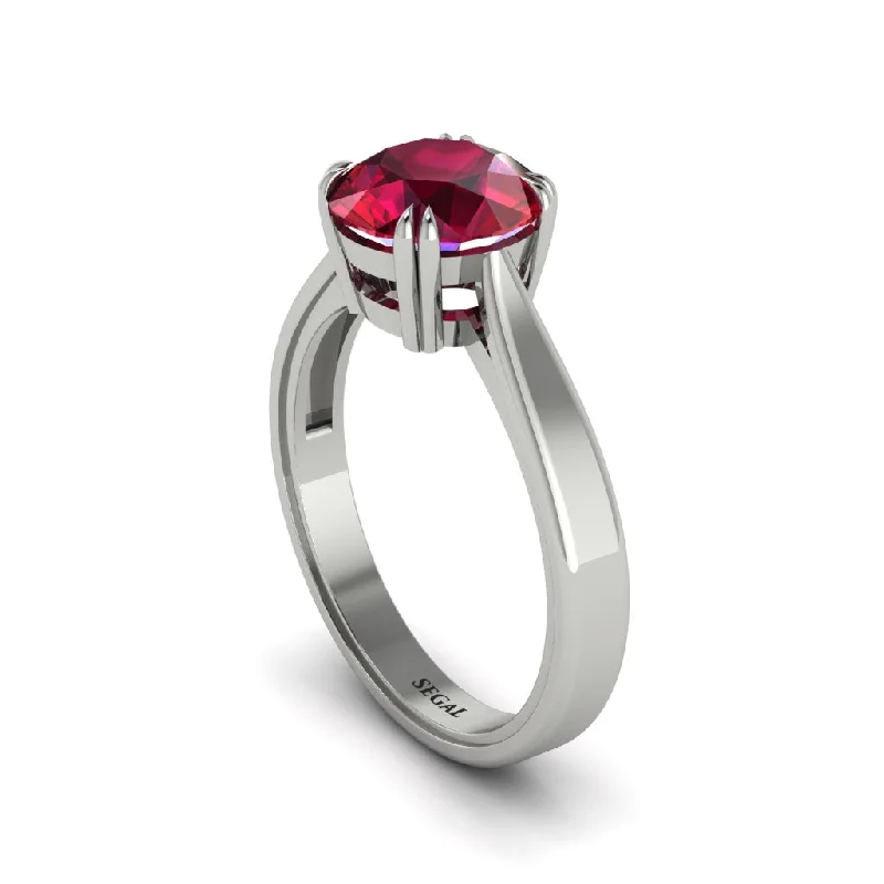 Ladies engagement rings lab-grown diamonds-Ruby 14K Gold Solitaire Engagement Ring - Allie No. 12