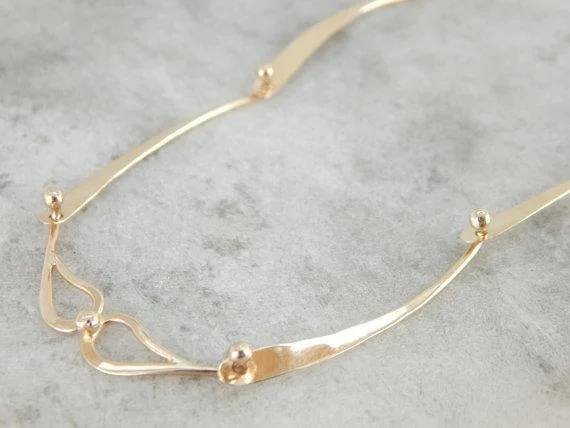 Hand Made Modernist Yellow Gold Necklace