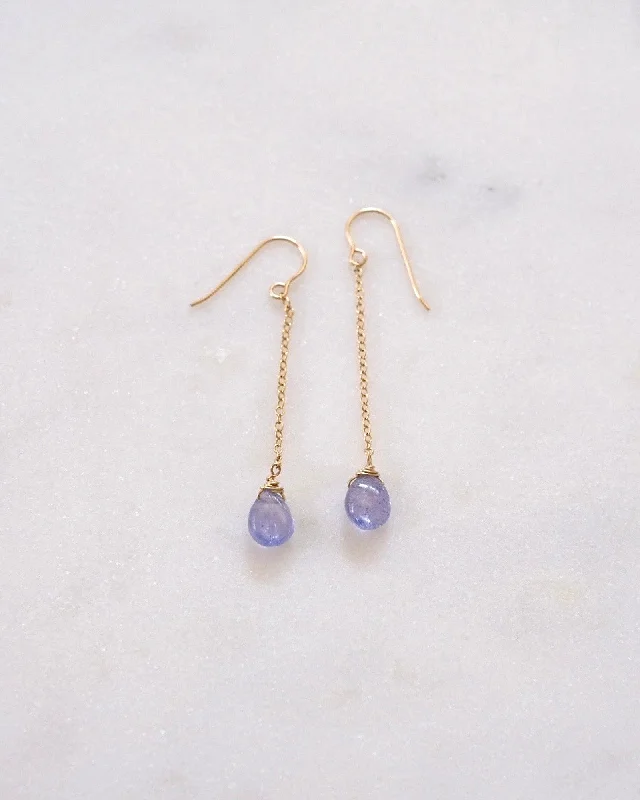 Ladies rings heart motifs-Tanzanite Drop Earrings