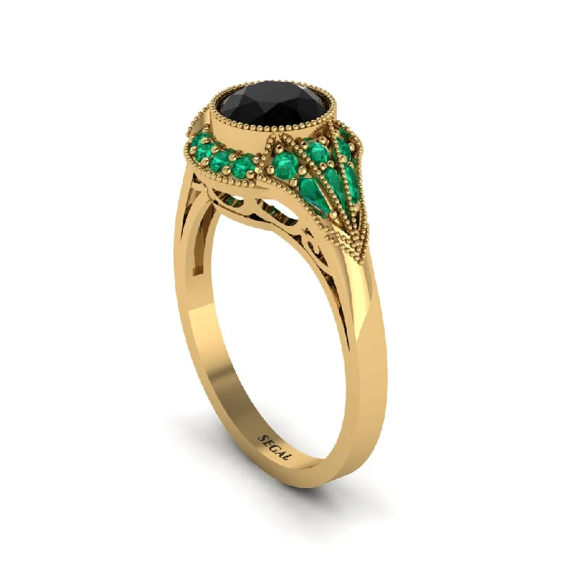 Ladies engagement rings social media trends-Emerald Vintage-Inspired Besel Engagement Ring - Makenzie No. 22