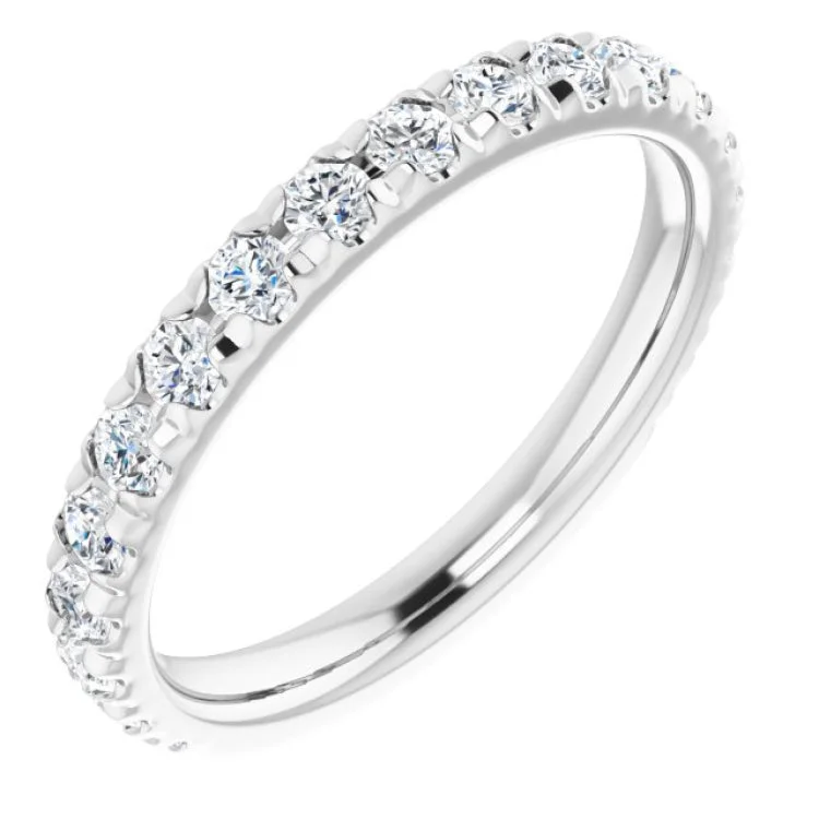 Ladies rings mature styles-Platinum 3/4 CTW Natural Diamond French-Set Anniversary Band