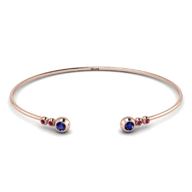 Ladies bracelets engraved names-Geometric Bezel Sapphire Bracelet - Josie No. 59