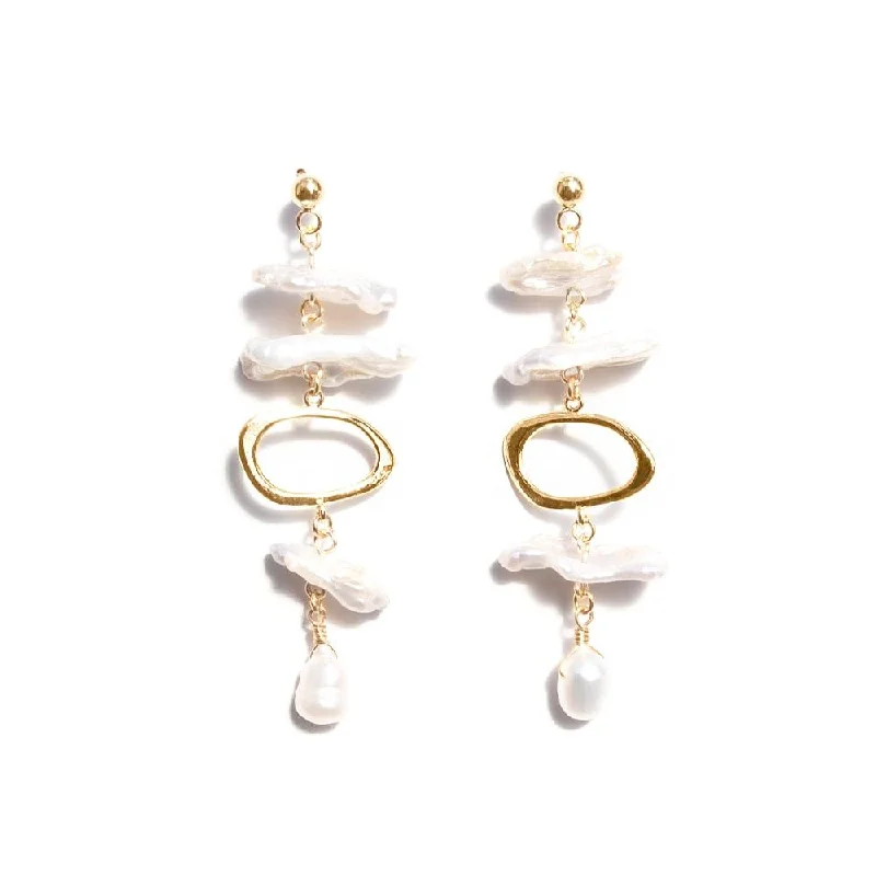 Ladies rings party wear-Biwa Gold Earrings