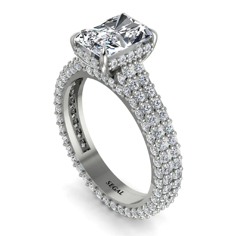 Ladies engagement rings latest trends-Radiant Cut Diamond Pave Engagement Ring - Kenzie No. 3