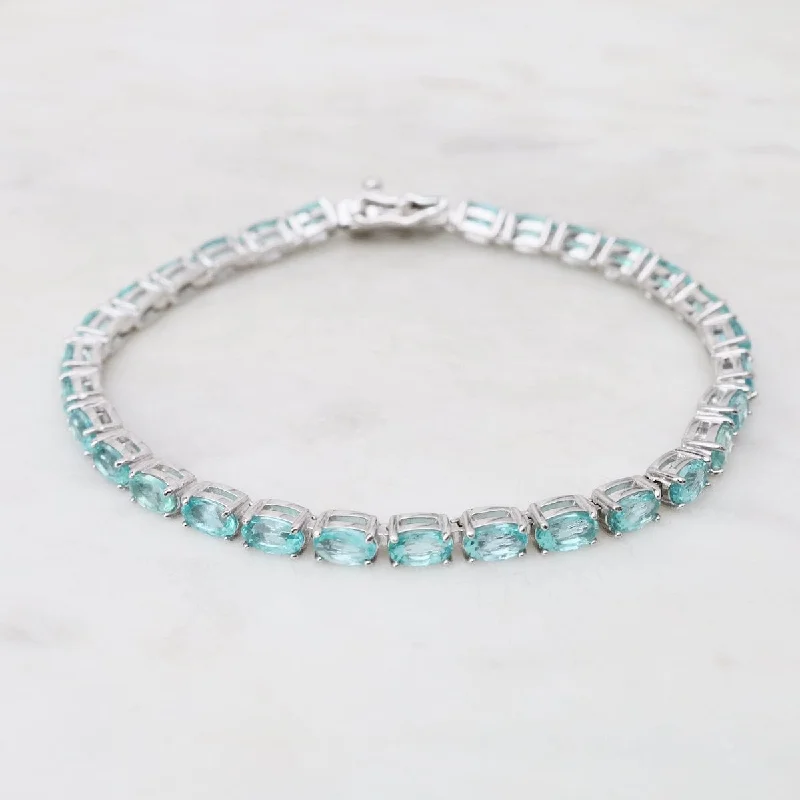 Ladies bracelets engagement gifts-Oval Blue-Green Apatite Tennis Bracelet