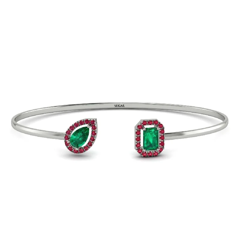 Ladies bracelets holiday gifts-Geometric Pearl And Emerald Emerald Bracelet - Catherine No. 51