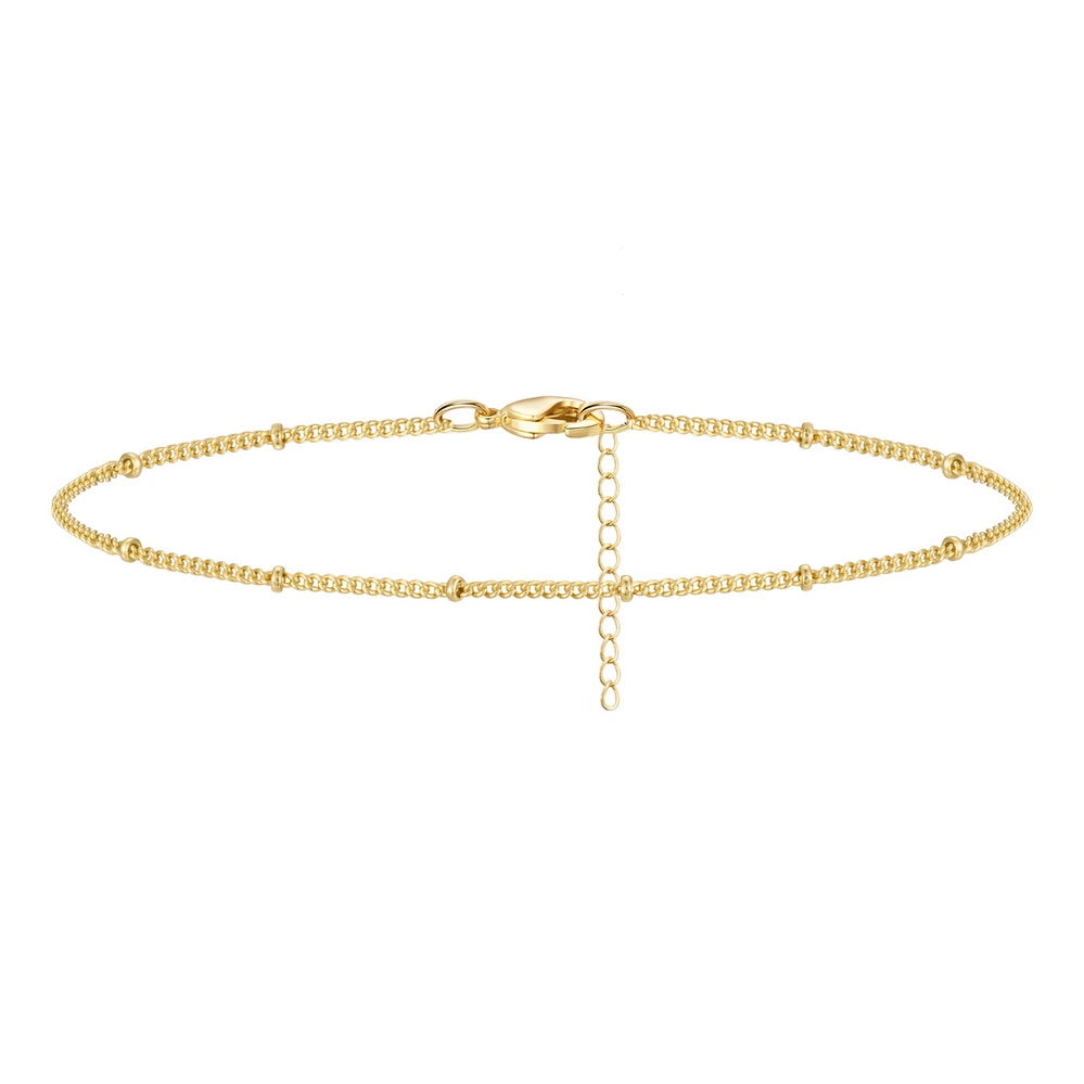 Ladies bracelets silver finishes-Dainty 14k Gold Adjustable Ankle Bracelets- Satellite