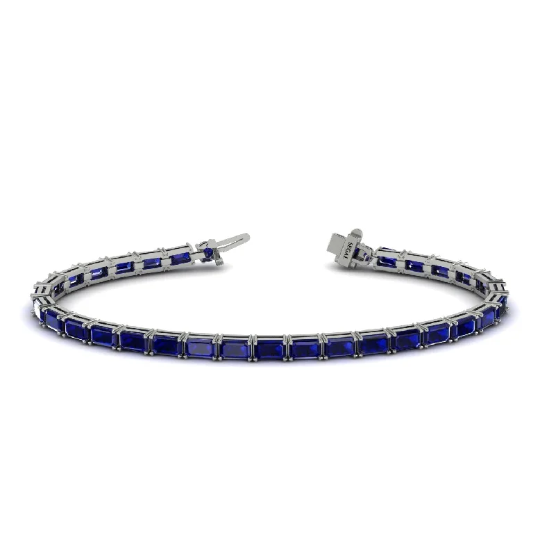 Ladies bracelets customer reviews-Emerald Cut Sapphire Tennis Bracelet - Rachel No. 15