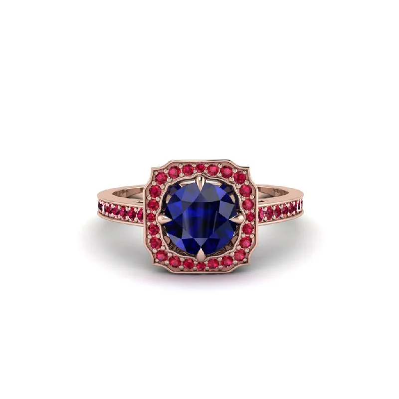 Ladies engagement rings conflict-free-Sapphire Cathedral Halo Engagement Ring - Luciana No. 59