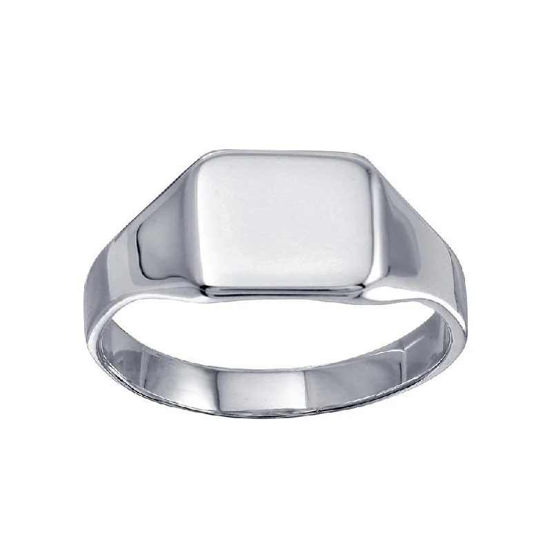 Ladies rings e-commerce sites-High Polished 925 Sterling Silver Square Engravable Ring - SOR00033